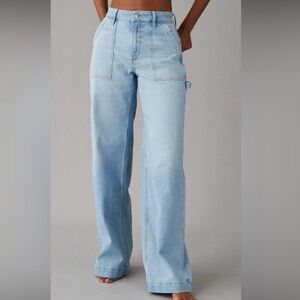 American Eagle Dreamy Drape Stretch‎ Super High-Waisted Wide-Leg Jean Size 0 S